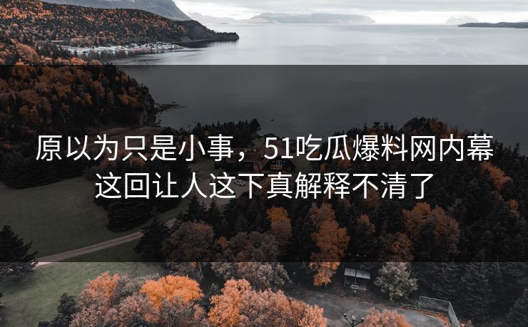 原以为只是小事，51吃瓜爆料网内幕这回让人这下真解释不清了