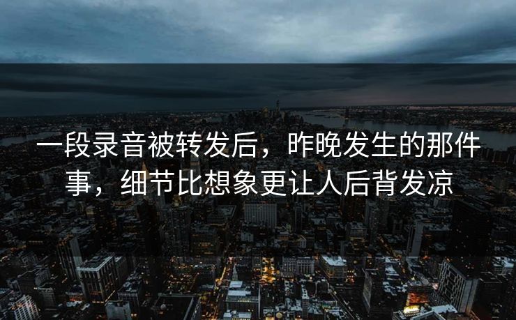 一段录音被转发后，昨晚发生的那件事，细节比想象更让人后背发凉