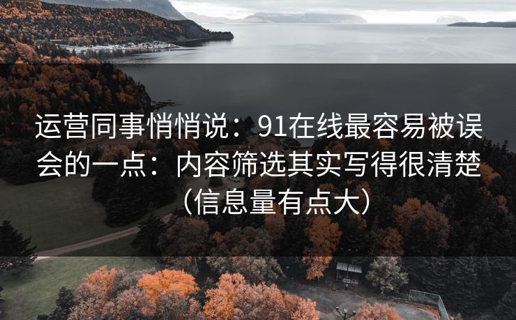 运营同事悄悄说：91在线最容易被误会的一点：内容筛选其实写得很清楚（信息量有点大）